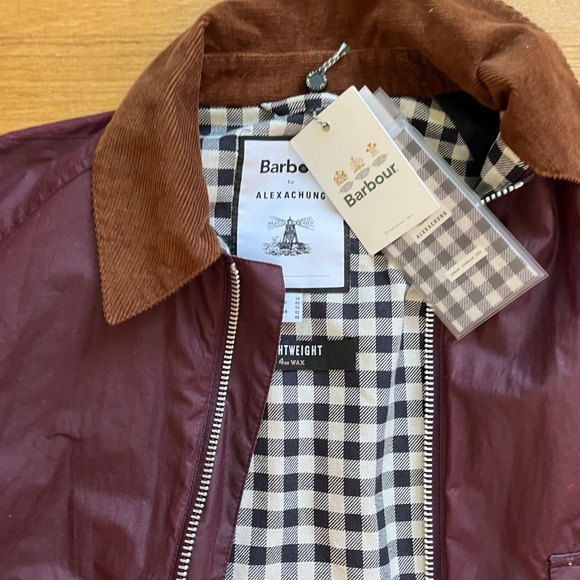 Barbour x Alexa Chung Waxed Jacket Crimson Chore Coat Gingham Lining UK 14 US 10 - Picture 3 of 9